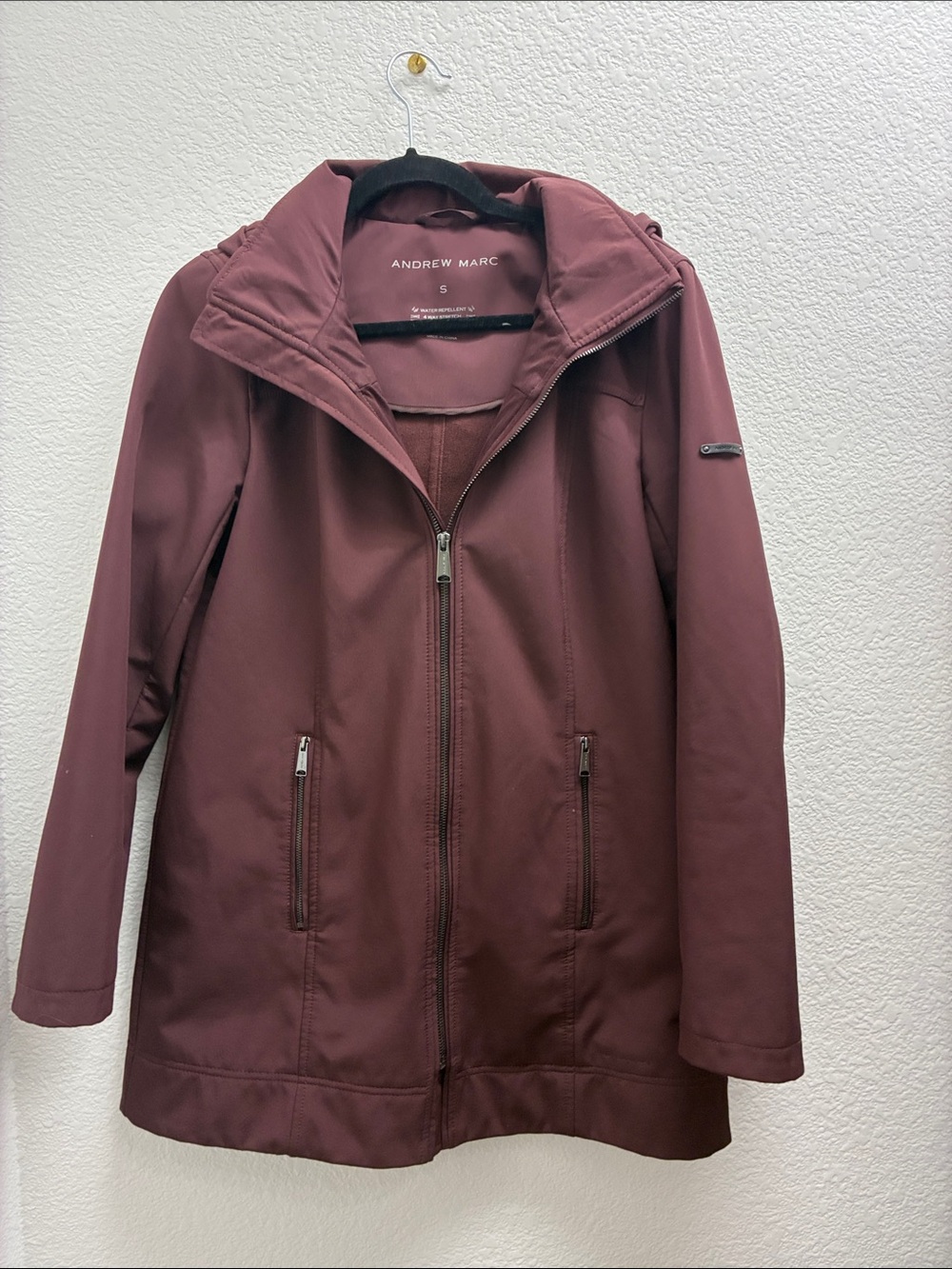 Andrew Marc Women's Burgundy Zip- Coat